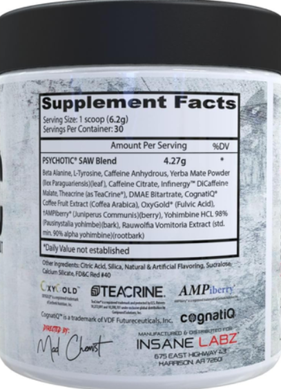 Insane Labz Psychotic SAW Pre-Workout Powder - 188g